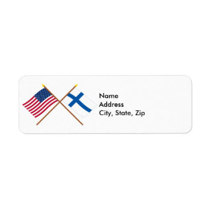 Étiquette États-Unis et Finlande Drapeaux croisés