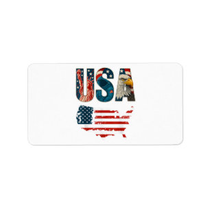 Étiquette Etats-Unis Patriotique 4 juillet Amérique Drapeau 
