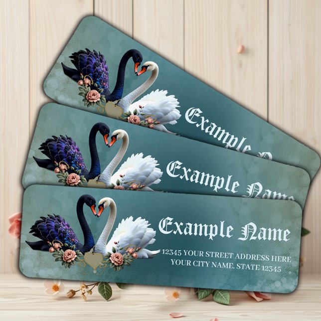 Étiquette Eternal Bond, Black and White Swans in Love. (Créateur téléchargé)