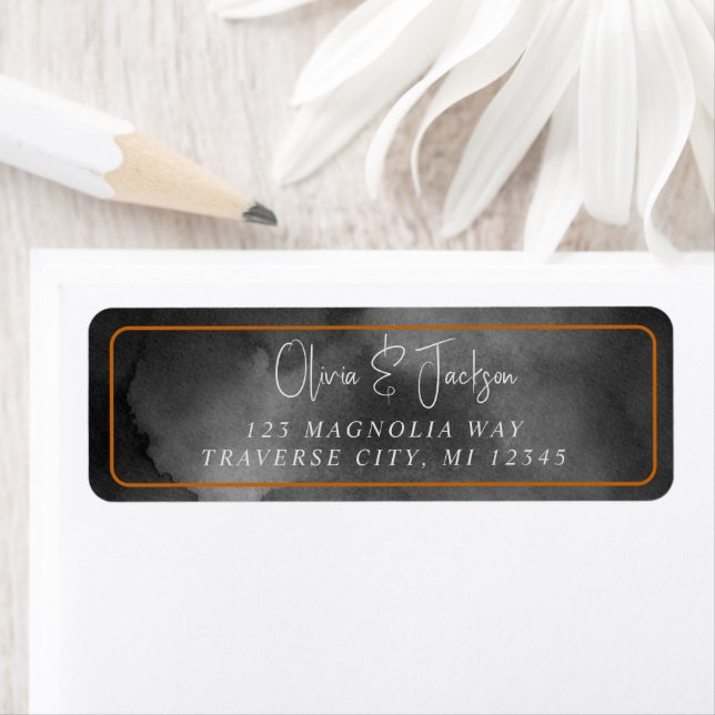 Étiquette Ethereal aquarelle Moody Black Halloween Mariage (En situation)
