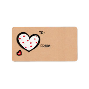 Étiquette Étiquette-cadeau Dotty Hearts kraft