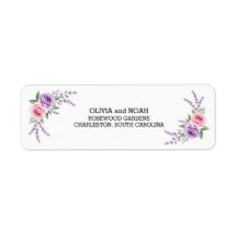 Etiquette de Retour de Mariage Florale Rose Rose L