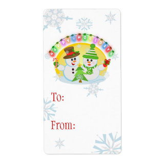 Étiquette Étiquettes-cadeaux personnalisés de Noël Snowman