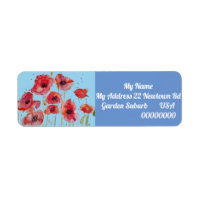 Etiquettes de retour d'adresse de Red Orange Poppy
