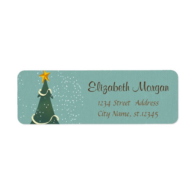 Étiquette Étoile d'arbre de pin Vert Noël (Devant)