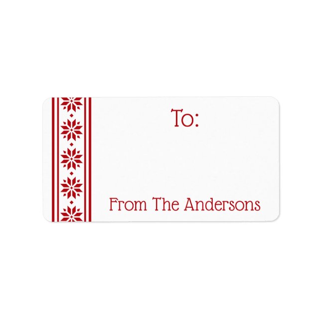 Étiquette étoile scandinave bordure rouge blanc de à cadeau (Devant)