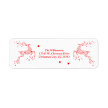 Étoiles Festive Noël Reindeer Moderne Red Swirls