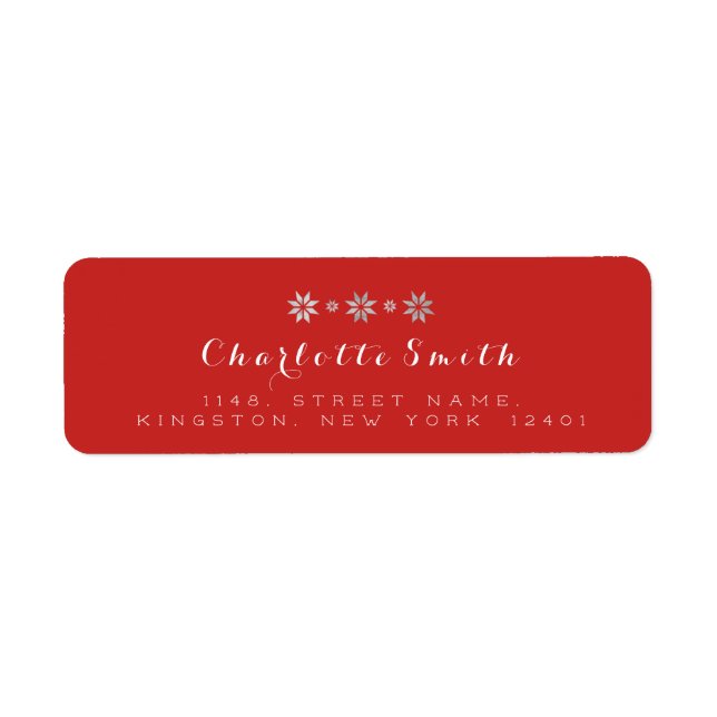 Étiquette Étoiles Rouge Blanc gris RSVP Adresse de retour (Devant)