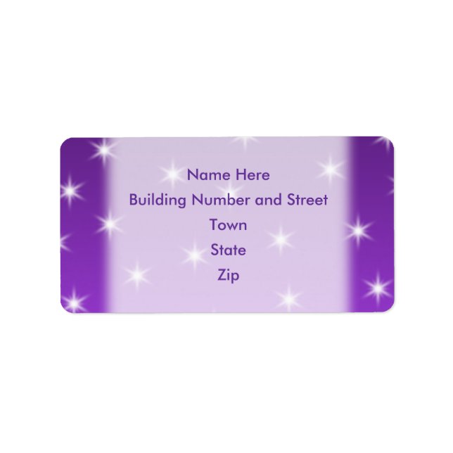 Étiquette Etoiles violettes et blanches, Motif. (Devant)