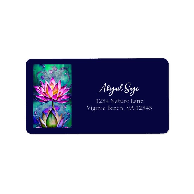 Étiquette Étonnante rose Lotus Portrait Adresse (Devant)