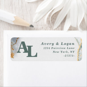 Étiquette Eucalyptus Abstrait Green Monogram Adresse de reto