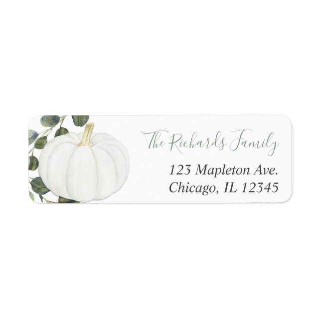 Étiquette Eucalyptus citrouille verdure automne moderne (Devant)