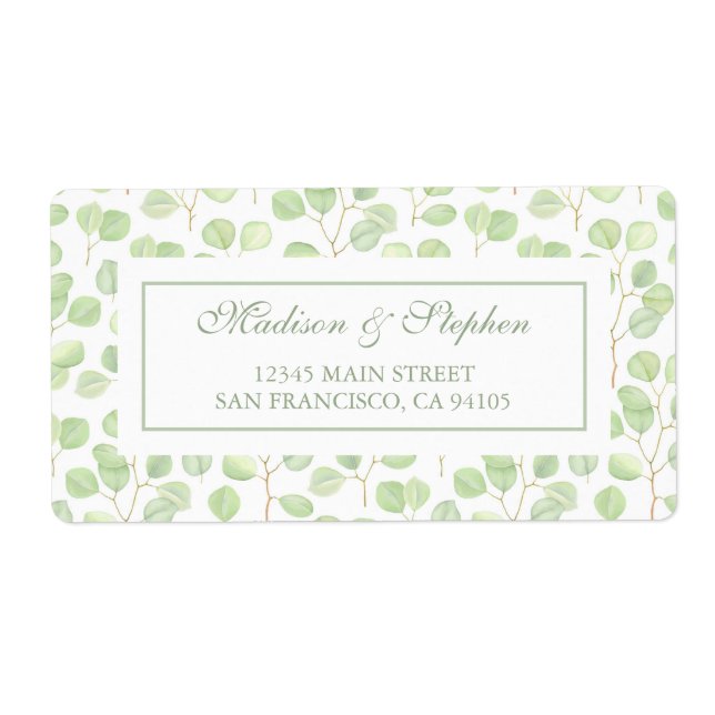 Étiquette Eucalyptus Dollar Argent & Branches - Mariage (Devant)