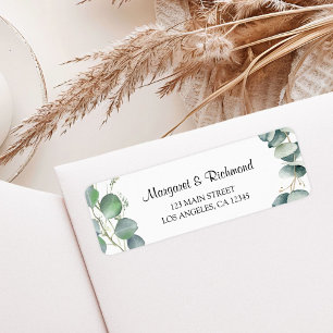 Étiquette Eucalyptus Elegant Green Mariage Adresse de retour