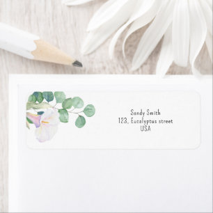 Étiquette Eucalyptus et fleur de calla - douche de mariée
