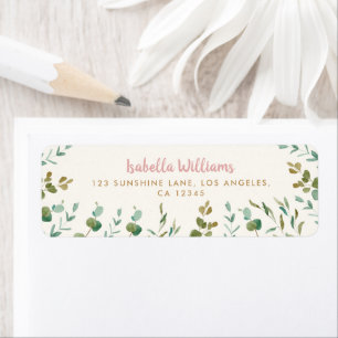 Étiquette Eucalyptus Feuilles Baby shower fille Adresse de r