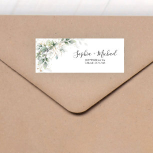 Étiquette Eucalyptus Floral Mariage Adresse de retour Étique