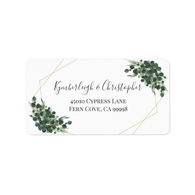 Étiquette Eucalyptus Géométrique Mariage RSVP Adresse de ret (Devant)