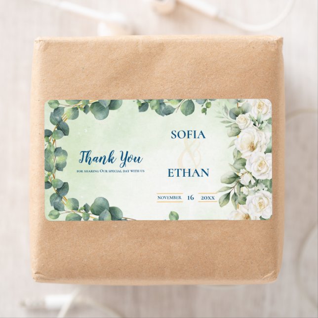 Étiquette Eucalyptus Green Botanical Wedding Return Address (En situation)