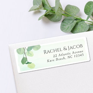 Étiquette Eucalyptus Greenery Aquarelle Adresse du Mariage