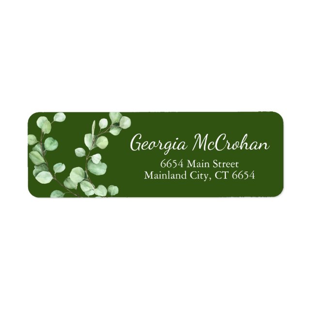 Étiquette Eucalyptus Greenery Leaves Return Address Label (Devant)