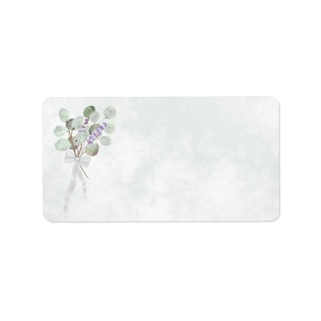 Étiquette Eucalyptus Lavender Bouquet Blank Mariage Adresse (Devant)