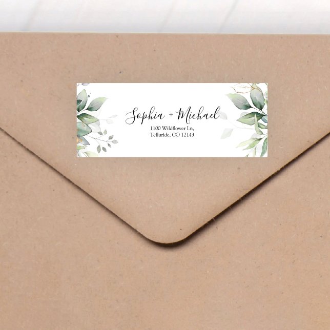 Étiquette Eucalyptus Leaf Mariage Adresse de retour Étiquett (Créateur téléchargé)