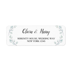 Étiquette Eucalyptus Mariage de verdure Retourner l'adresse 