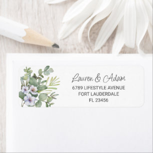 Étiquette Eucalyptus rustique et Mariage Floral pourpre
