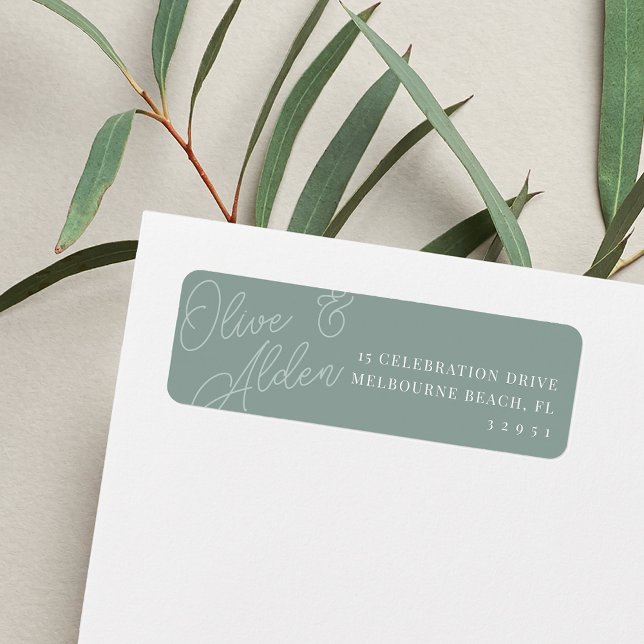 Étiquette Eucalyptus Script Watermark Mariage Adresse de ret (Créateur téléchargé)