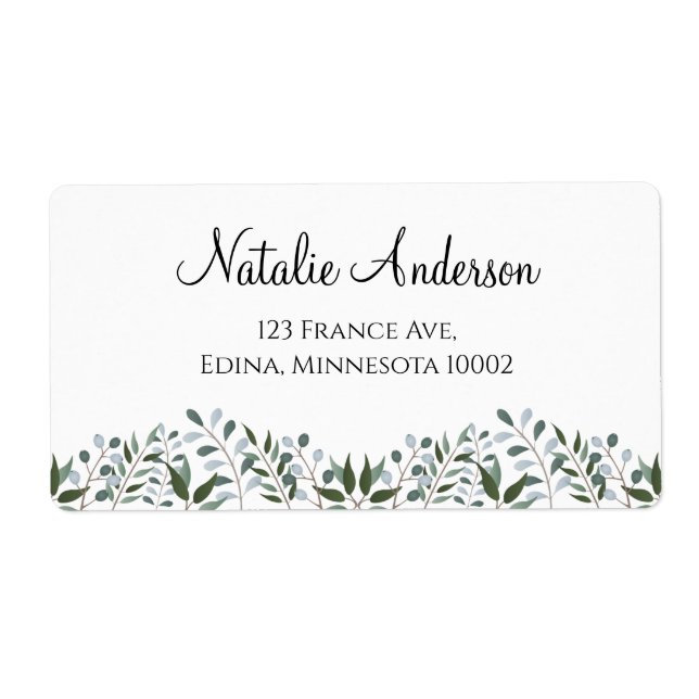Étiquette Eucalyptus Vert Floral (Devant)