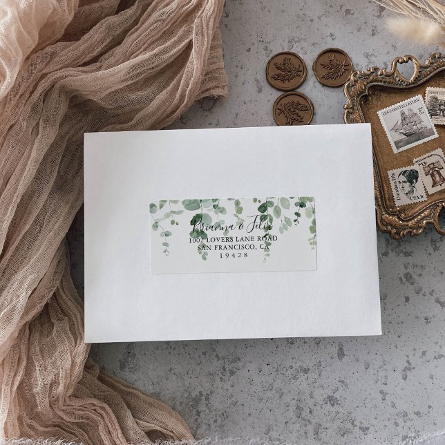 Étiquette Eucalyptus vert minimaliste Mariage RSVP Adresse (Créateur téléchargé)