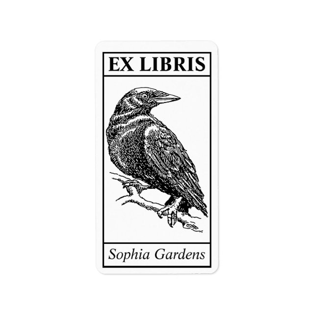 Étiquette Ex Libris - Corbeau (Devant)