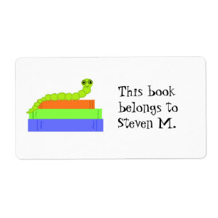 Étiquette Ex-libris joli ver de livre