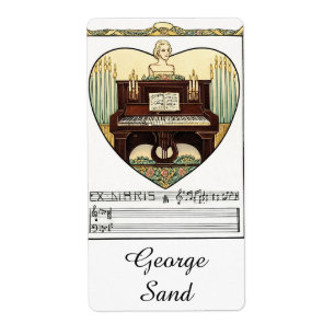 Étiquette Ex Libris Livre de Piano – Musique Art Nouveau