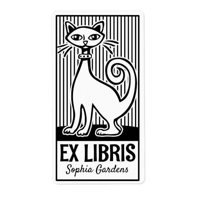 Étiquette Ex Libris - Retro Cat v2 (Devant)