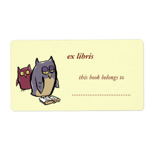 Étiquette exlibris personnalisables de hiboux de lecture