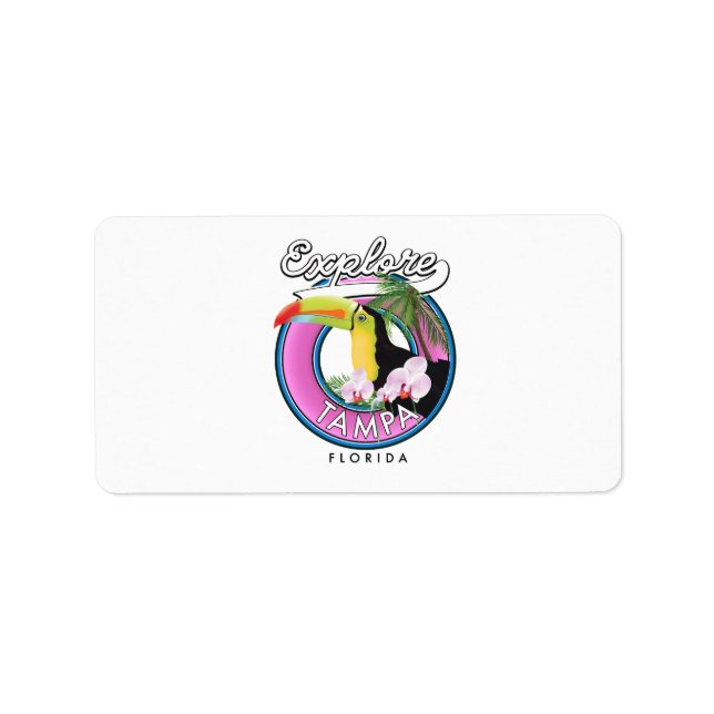 Étiquette Explorez le logo rétro de Tampa Floride Autocollan (Devant)