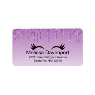 Étiquette Eyelashes rose et noir élégant sur Parties scintil