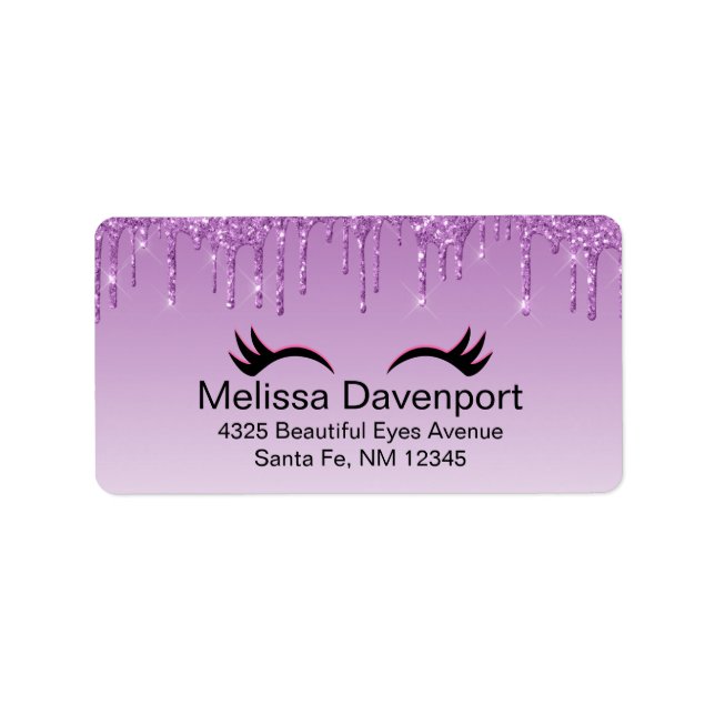 Étiquette Eyelashes rose et noir élégant sur Parties scintil (Devant)