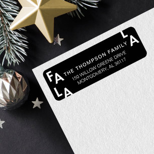 Étiquette Fa La La Bold Lettres minimaliste moderne Noir