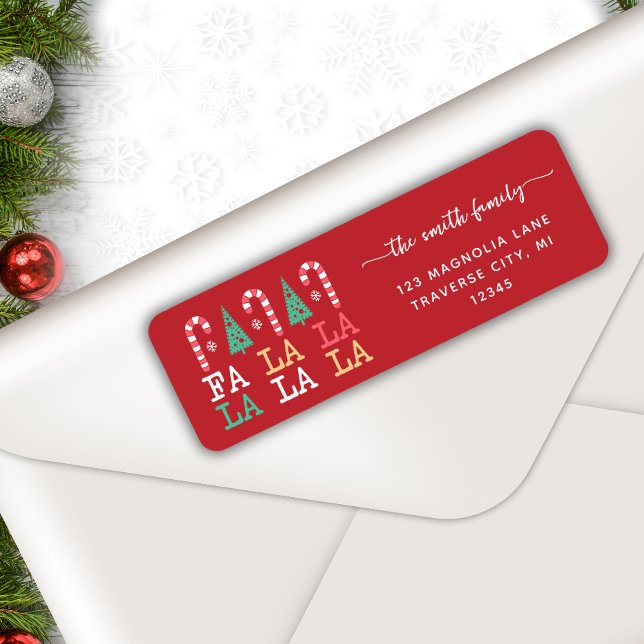 Étiquette fa la la festive adresse de retour de Noël (Créateur téléchargé)