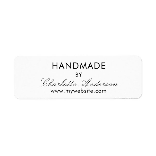 Étiquette Fabriqué à la main avec le nom blanc (Devant)