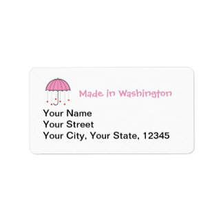 Étiquette Fabriqué à Washington - Parapluie aux Coeurs (Rose