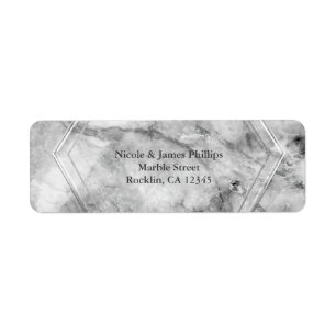 Étiquette Faire-part de mariage de glam gris et Marbre blanc