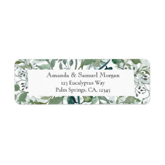 Étiquette Faire-Part de Mariage Eucalyptus Vert Argenté