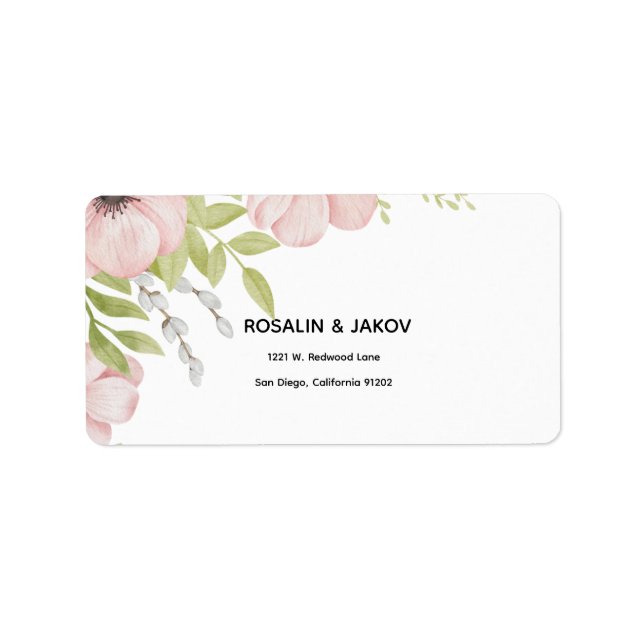 Étiquette Faire-part de mariage floral Boho Blush (Devant)