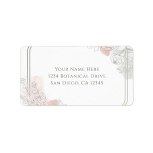 Étiquette Faire-part de mariage floral sauge et rose Botanic