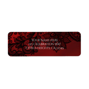 Étiquette Faire-part de mariage gothique Red & Black Dark El
