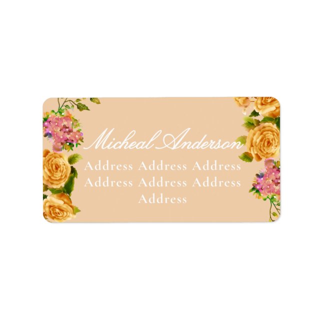 Étiquette Faire-part de mariage Monogramme de ruban Rose d'o (Devant)